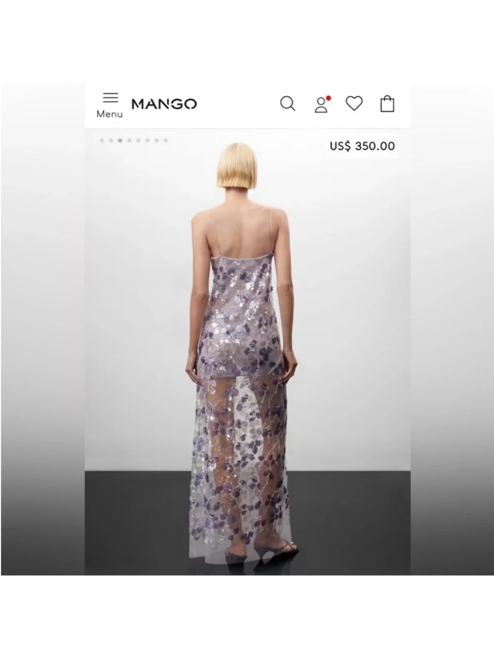 Mango Lavender Sequin Strapless Sheer Maxi Dress - Picture 2 of 4